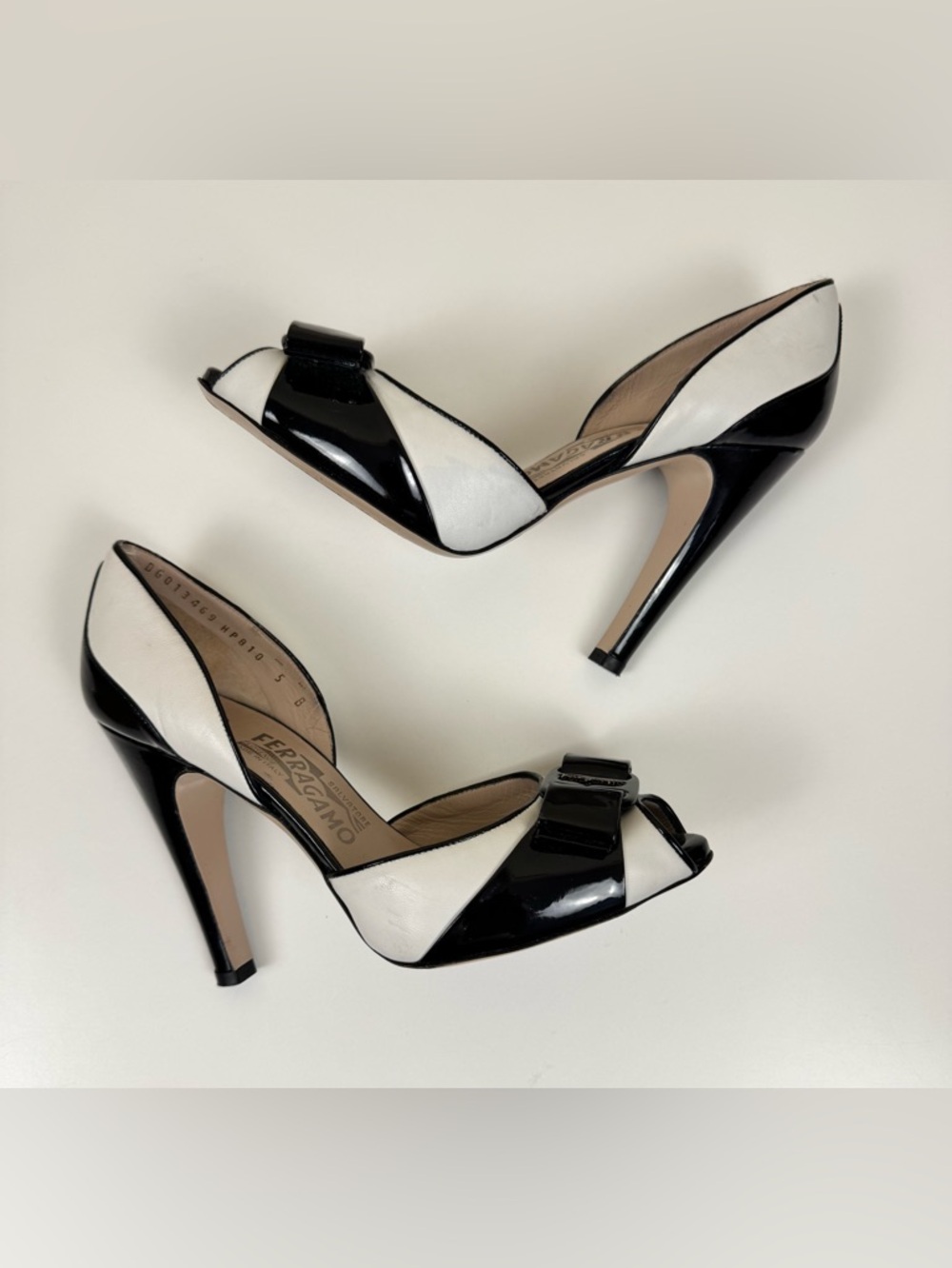 Salvatore Ferragamo Manuela 11 BCM Patent Leather Peep Toe Pumps - Picture 6 of 10